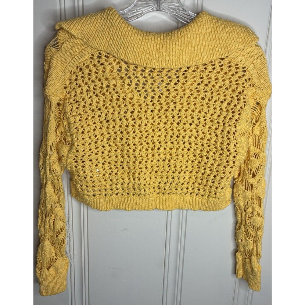 Free People Sedona cropped knit button cotton cardigan XS festival cottage boho - Picture 3 of 10